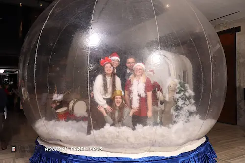 Fun corporate holiday photo booth poses