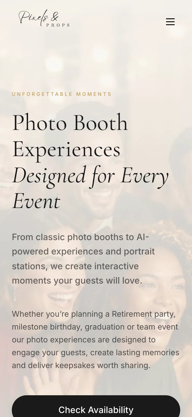 Pixels & Props mobile responsive website experience